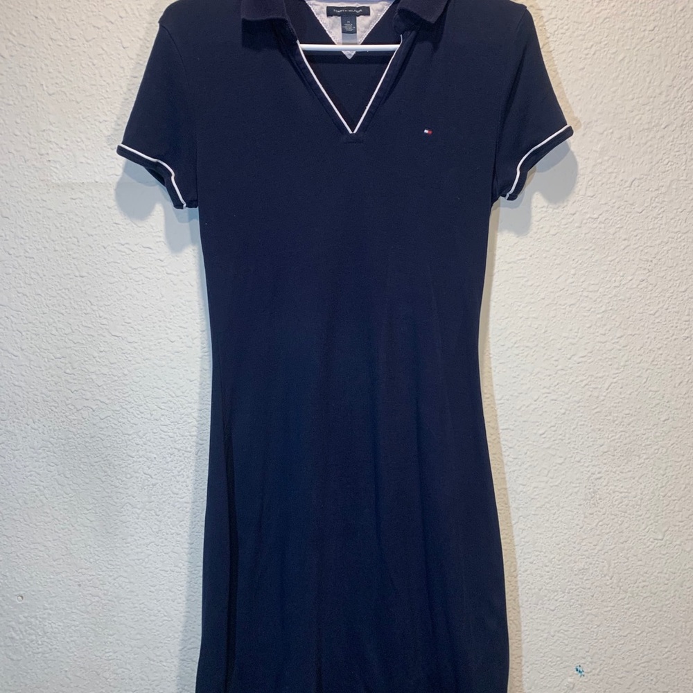 Tommy Hilfiger Women’s V-Neck Polo Dress Navy Blue - Picture 3 of 5